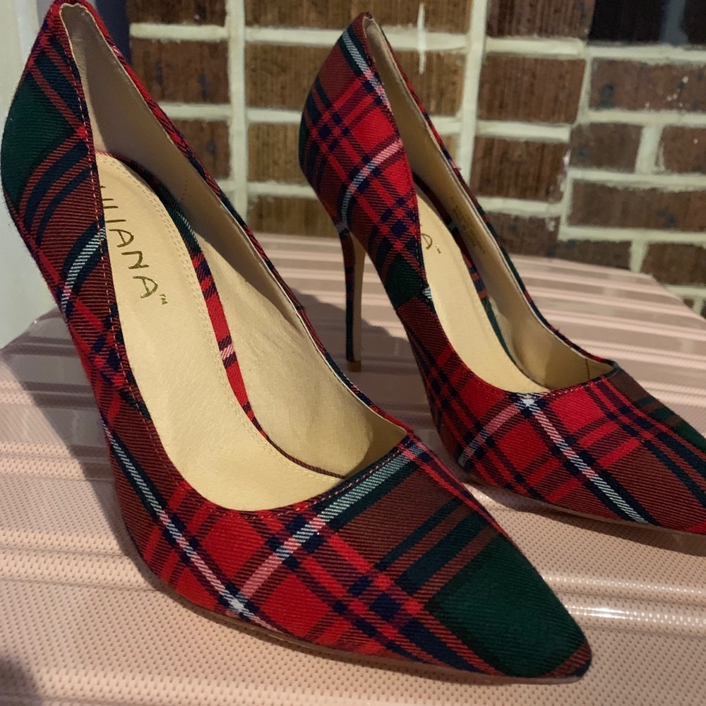 Red Plaid Heels